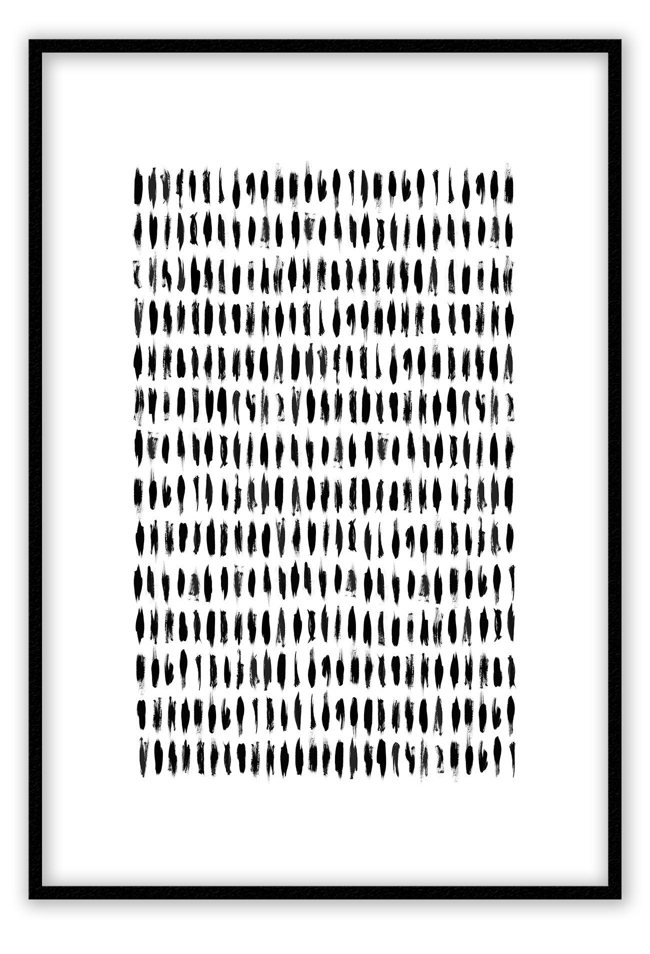 Scandi minimal style print with small uneven black lines all over a white background